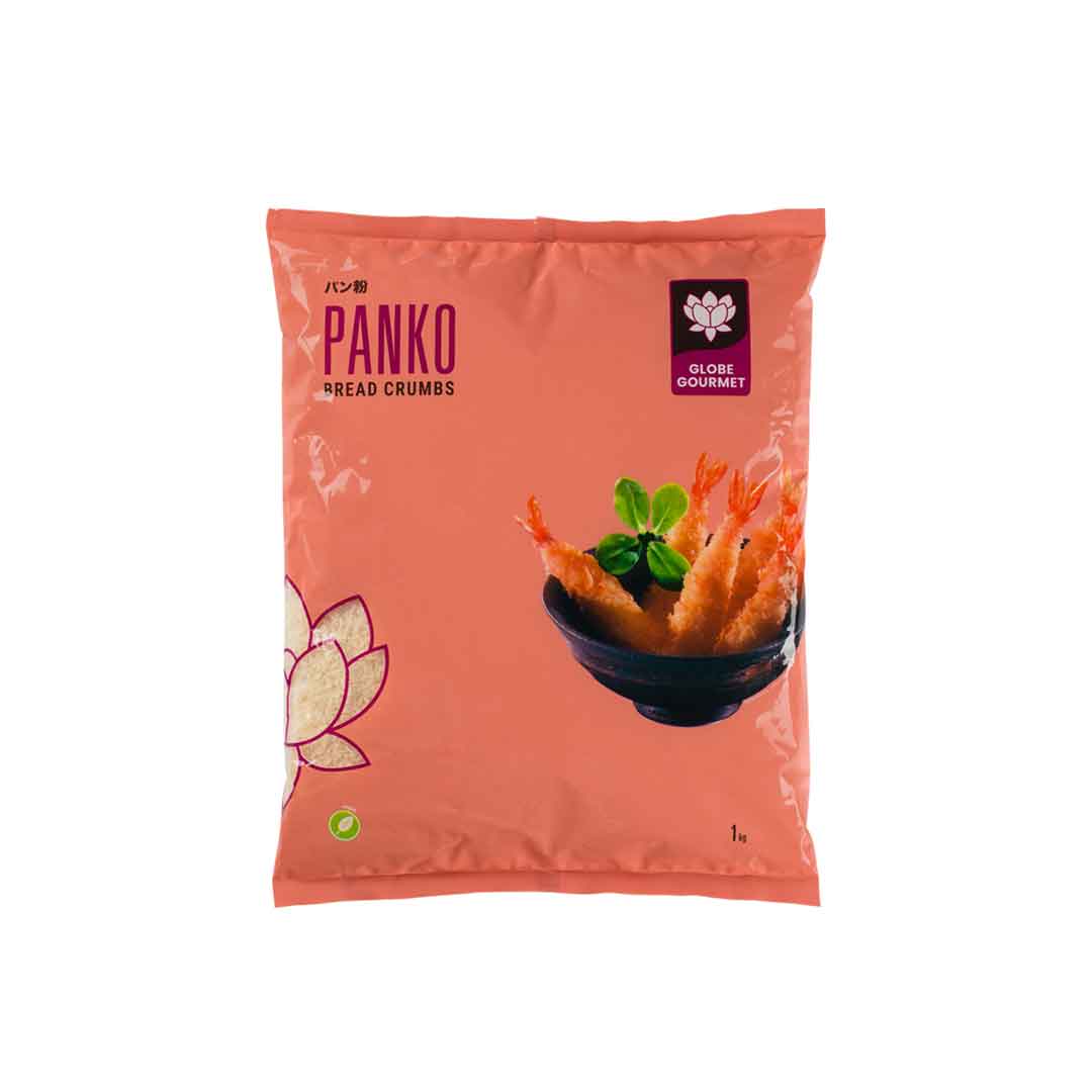 Packung Globe Gourmet Panko: grobflockiges Paniermehl (4 mm Flakes) für knusprige Panade in der Gastronomie